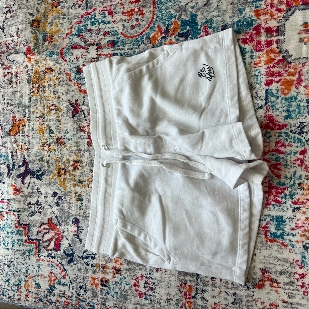White Athletic Shorts with Drawstring